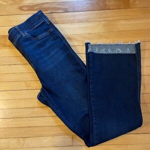 SPANX Step Hem Ankle Kick Flare Pull on Stretch Jeans Midnight Shade LARGE TALL